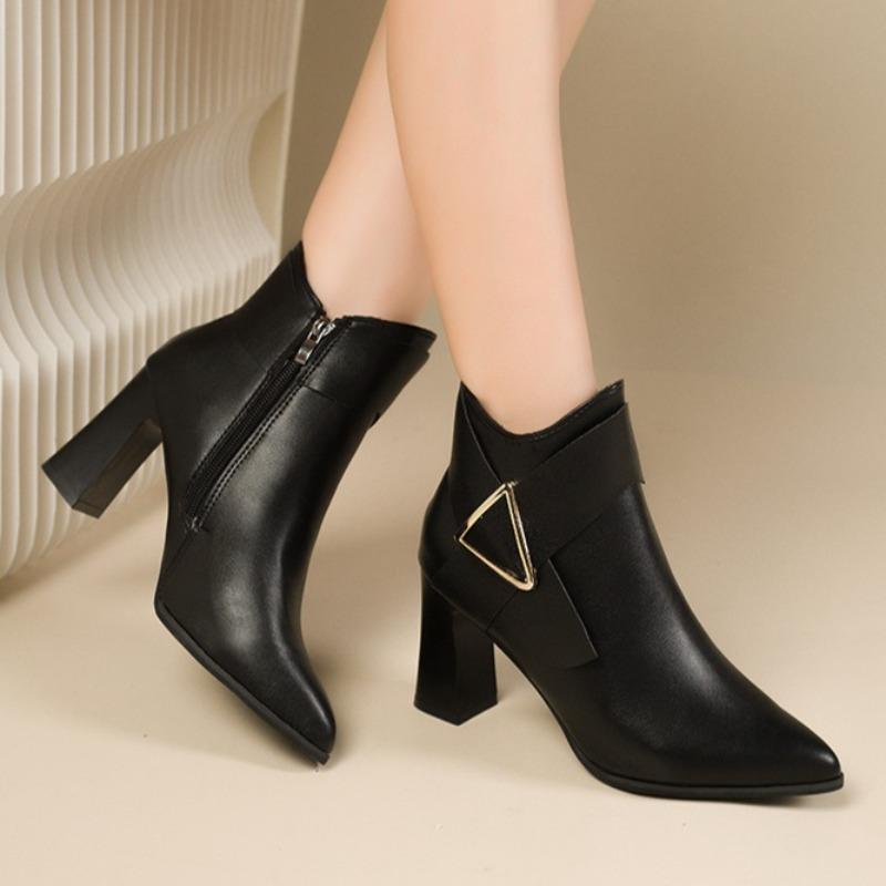 New Luxury Women's Ankle Boots 2025Autumn and Winter Casual High Heels Fashion Designer and Calf British Style Girls Short Boots
