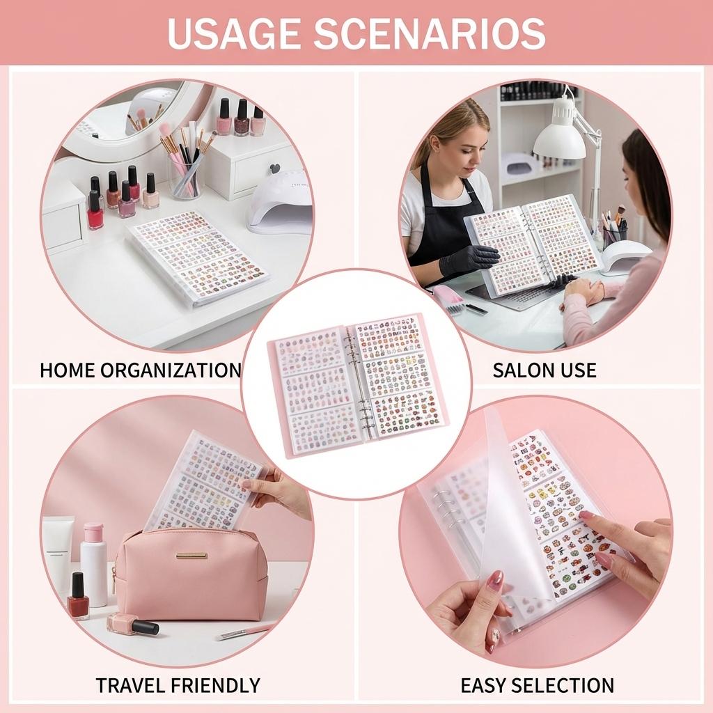 Nail Art Sticker Album High-Transparency Portable Organizer for Daily