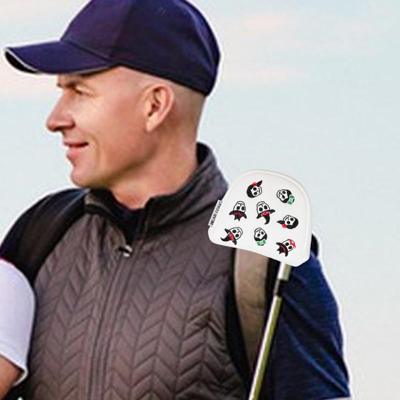 Golf Putter Cover PU Putter Head Wrap Cover Waterproof Protective Wrap Skull Pattern Magnetic Buckle Outdoor Sport Accessories