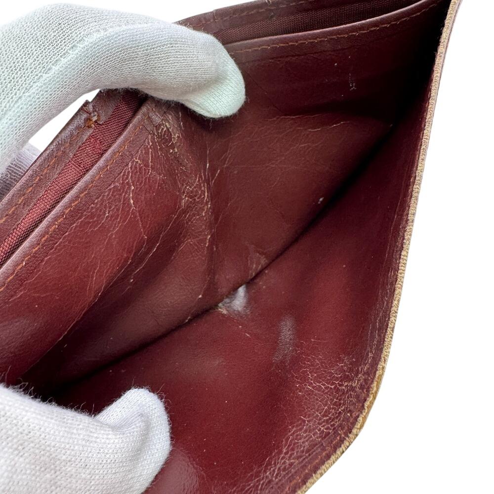 Cartier Ražené logo kožená peněženka Must Line Bifold Červená kůže Dámská Použitá