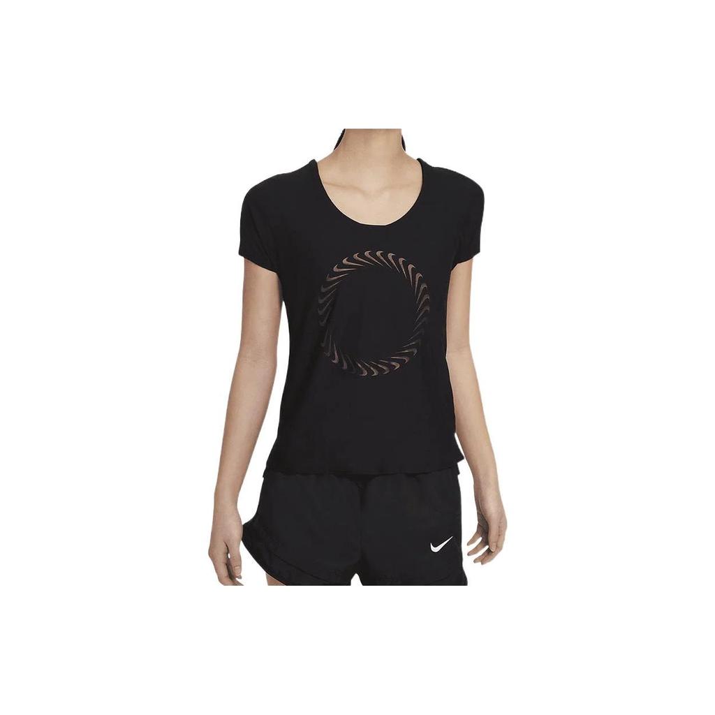 Nike Round Neck Casual Solid Logo Running Quick-Dry Short Sleeve T-Shirt Women Tops Black CZ9607-010