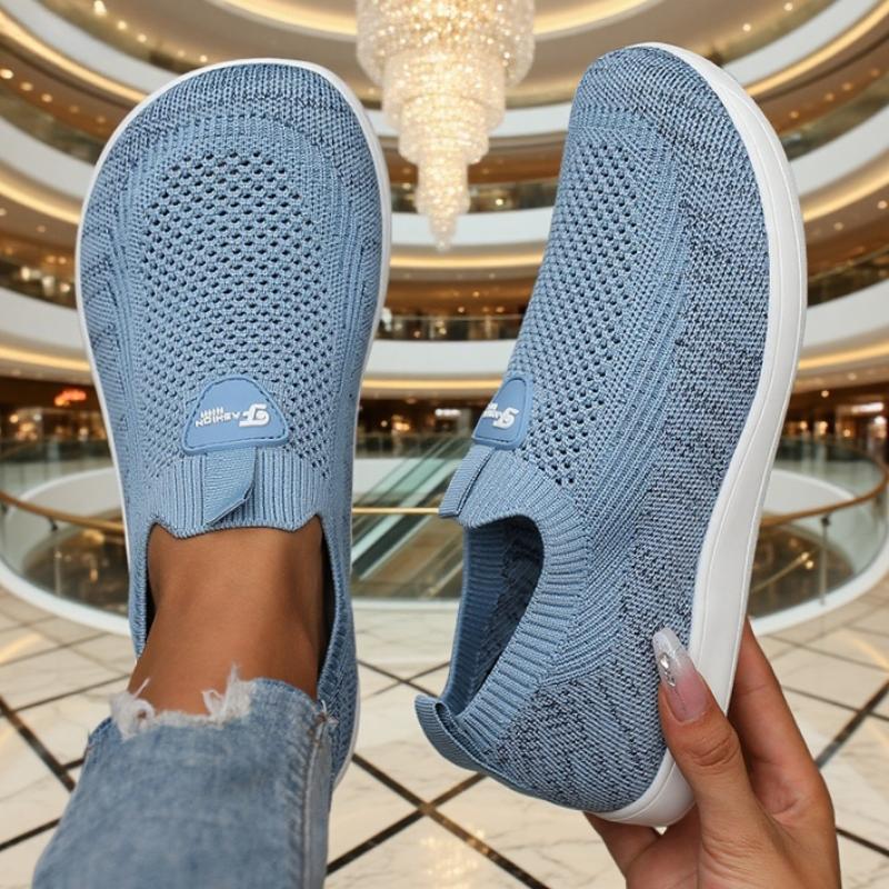 Women'S Flat Shoes Breathable Fashionable Lightweight Soft Soled Walking Shoes Lazy Sleeves Solid Color Women'S Casual Sneakers