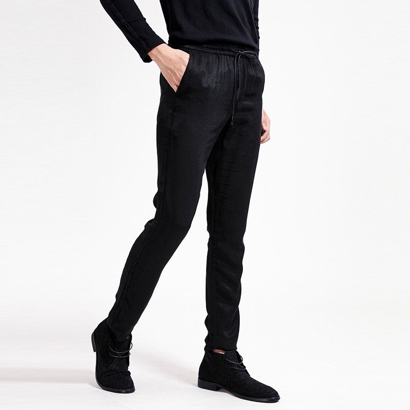Menseye Menseye Elastic Straight Tied Pants