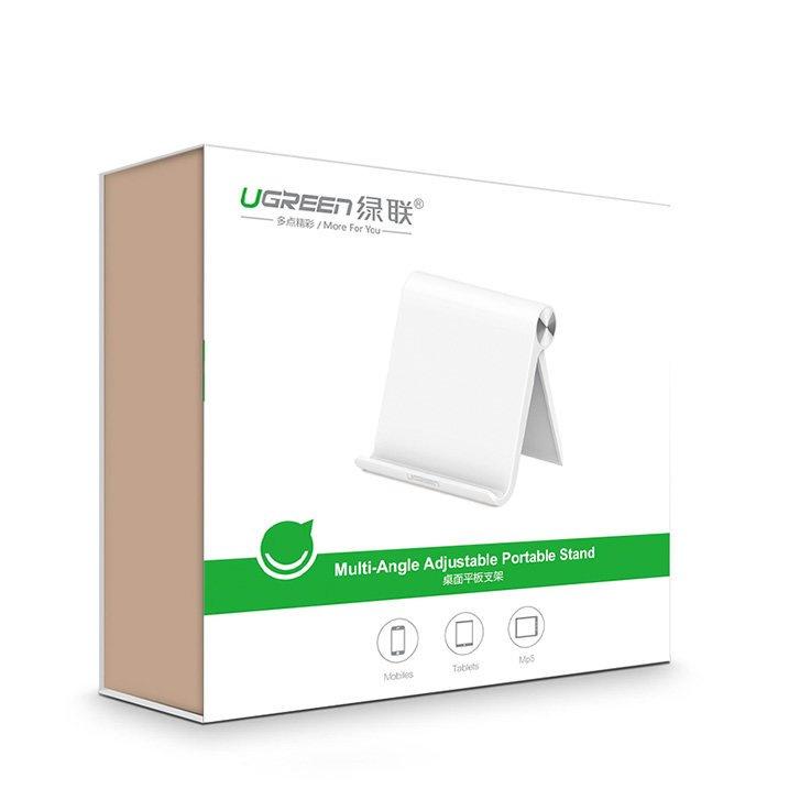Ugreen LP115 Universal Adjustable Stand for 4.7-11" Tablets and Smartphones, Sleek White Design, Compact Size 120x107mm