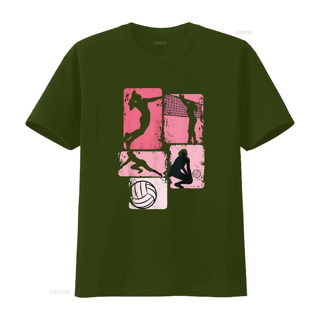 Volleyball Girls Unisex Youth Girl Player T Shirt Vintage Washed Stretched Graphic Soft Unisex Comfortable Homme
