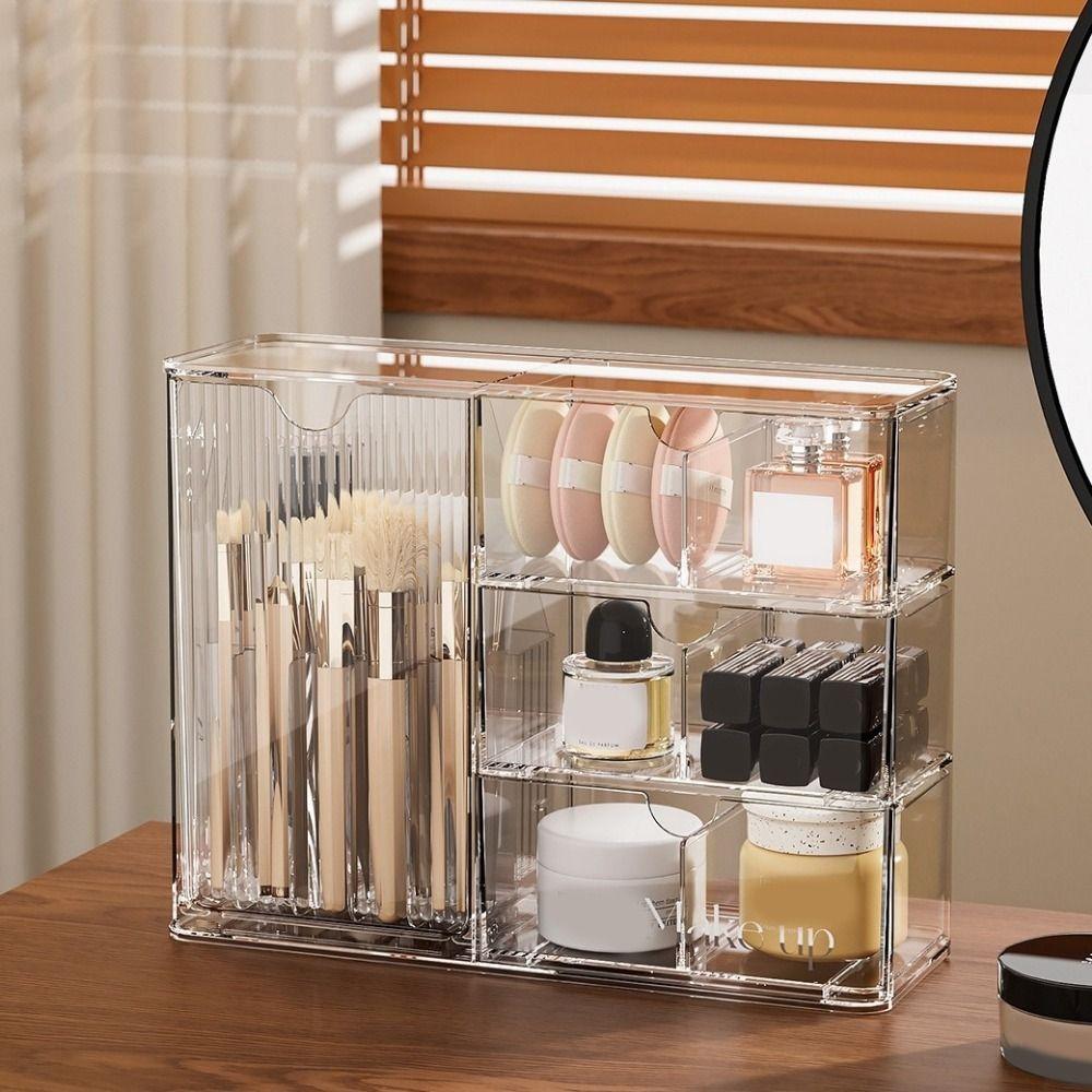Transparent Cosmetic Storage Box Large Capacity Makeup Storage Container  for Home