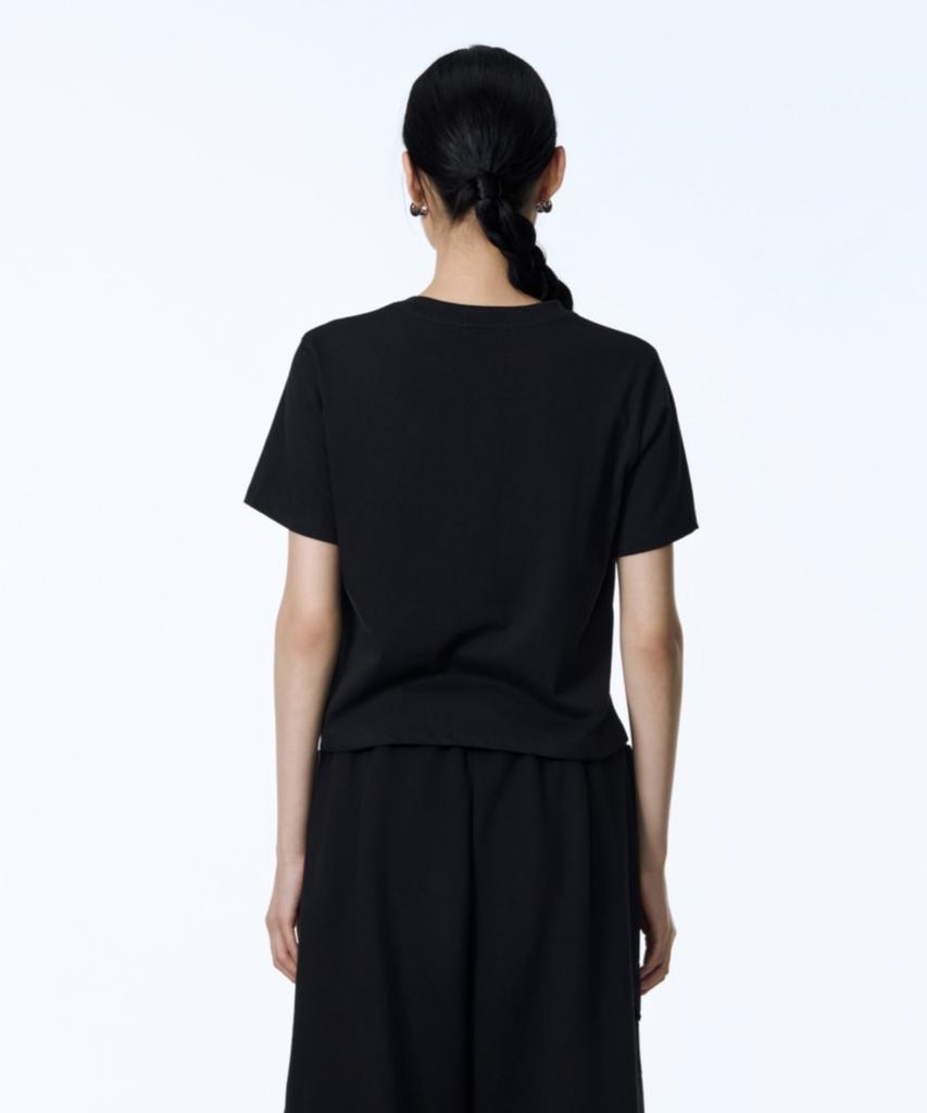 71TO96 Lettering Crop T-Shirt (Black)