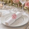 Reusable Napkin Holders 6Pcs Pink Flower Rings, Acrylic Holders, Elastic Rings Elegant Dinner for Wedding Bridal Shower Hotel Banquet Table