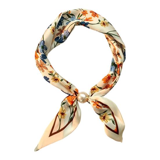 Seidenschal Imitation Perle Magnetischer Verschluss Nackenwickel Streifen Punktmuster Schal für kühles Wetter Accessoire