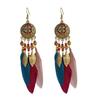 Vintage Feather Bohemian Earrings With Alloy Carving For Women Festival And Daily Use