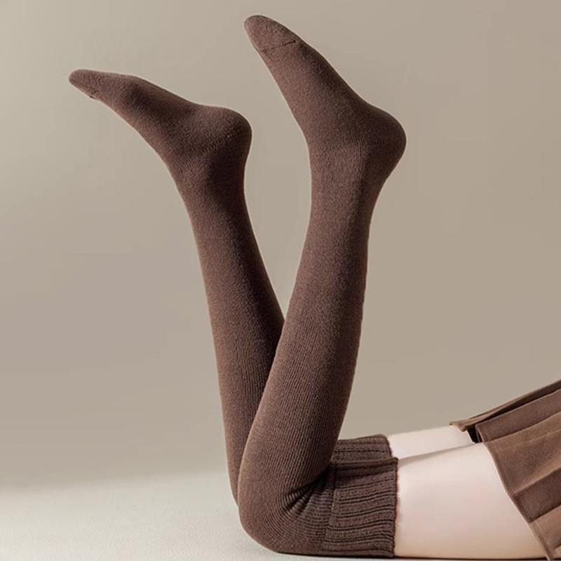 Winter Thigh High Socks For Women Fleece Lined Warm Over Knee Socks Non Slip Long Socks Jk Stockings
