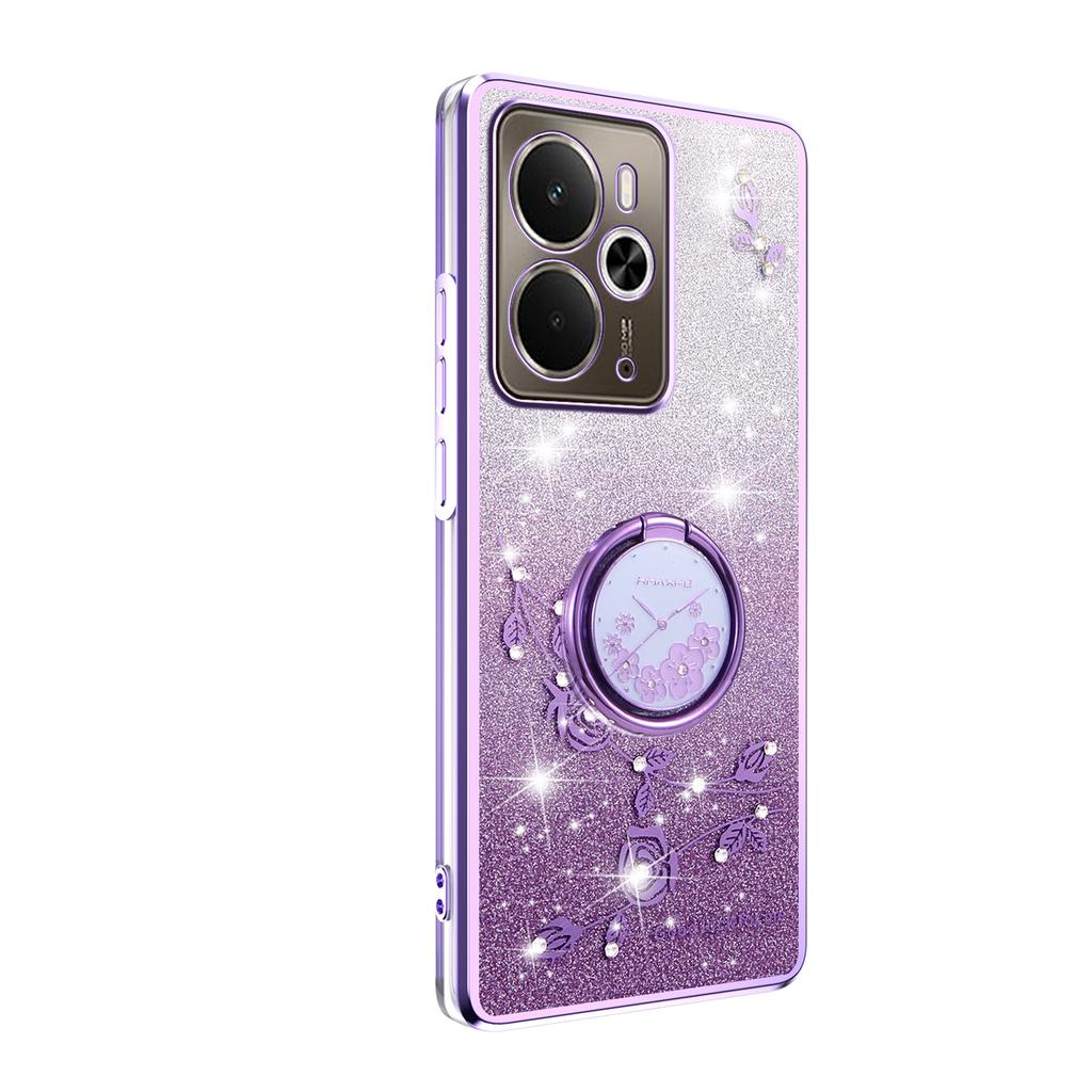 KADEM Pro Realme 14T 5G/14 5G Pouzdro Prsten Stojánek TPU Květiny Kryt na telefon Gradientní Třpytky