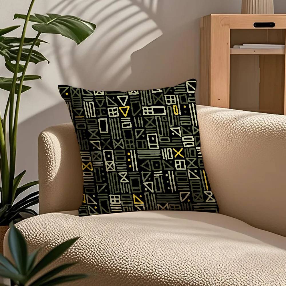 ART African Tribal Pattern Pillow Case Comfort Sofa Bed Silky Elegant Invisible Zipper Custom Decorative Cushion Cover