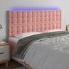 3122917 vidaXL LED Headboard Pink 160x5x118-128 Cm Velvet