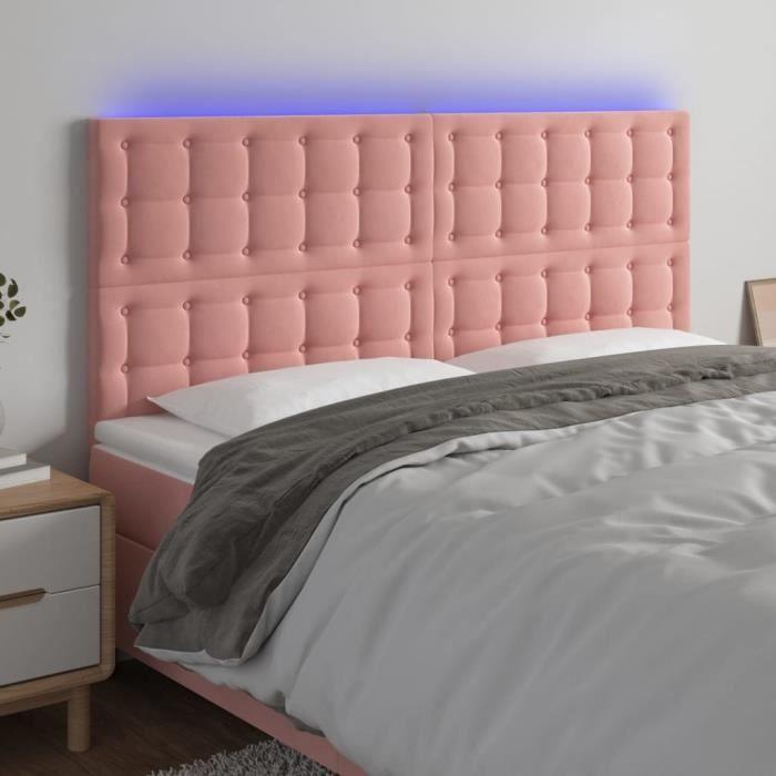 3122917 vidaXL Tête de lit à LED Rose 160x5x118-128 cm Velours