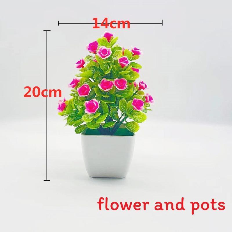 Simulate Five Twenty Roses Fake Flowers Potted Green Plants Indoor Decoration