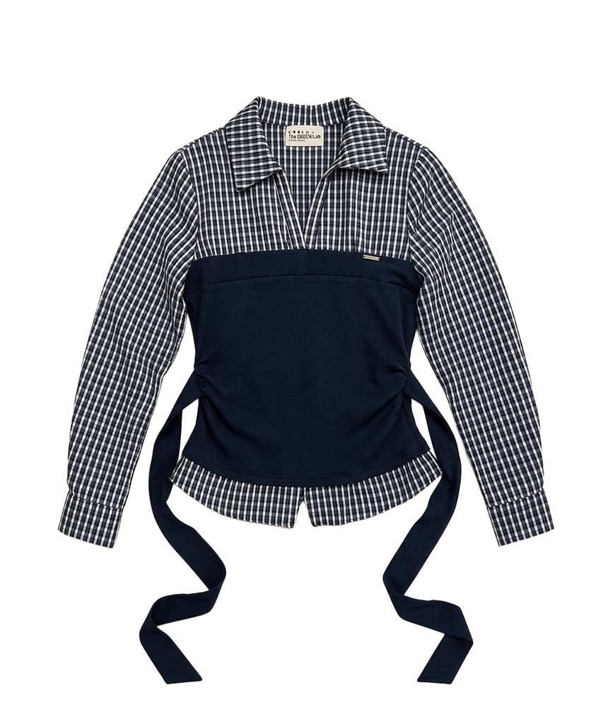THE GREEN LAB Wrap-Up Check Shirt [Navy]