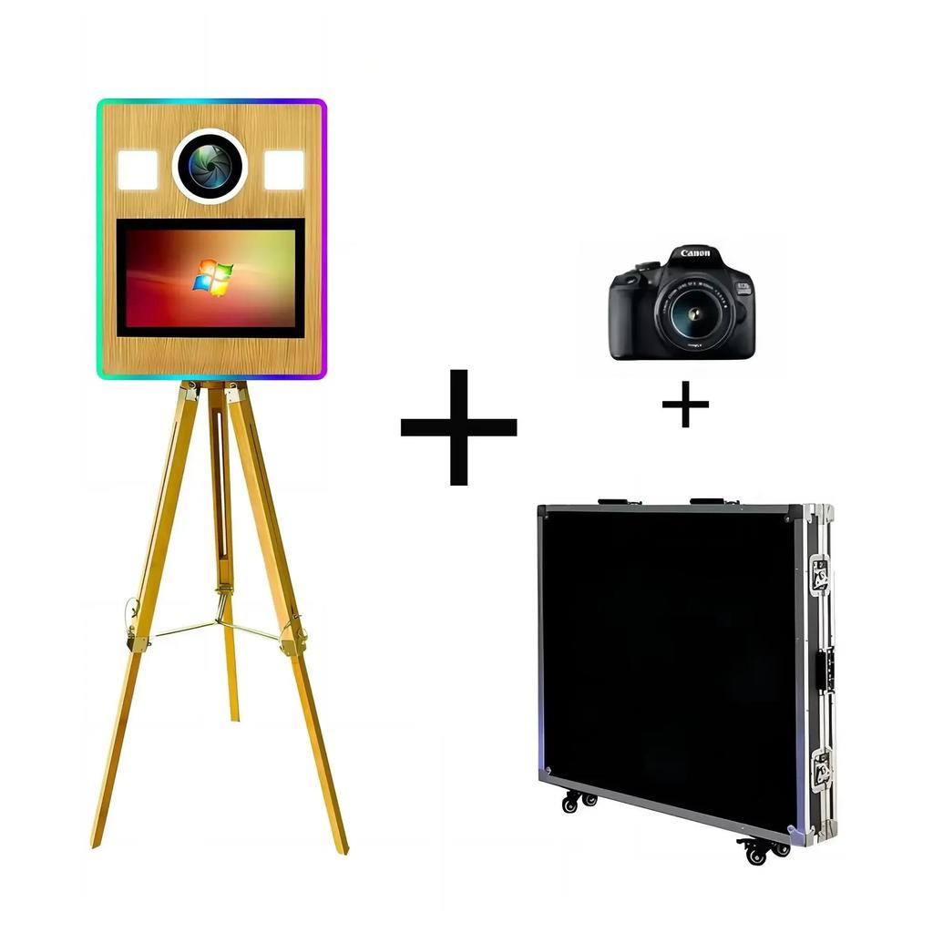 2025Nový design Fotokoutek Svatba Dřevo Vintage Fotokoutek Cena Velkoobchod Retro Dřevěný Fotokoutek Stroj S Tiskárnou a Fotoaparátem