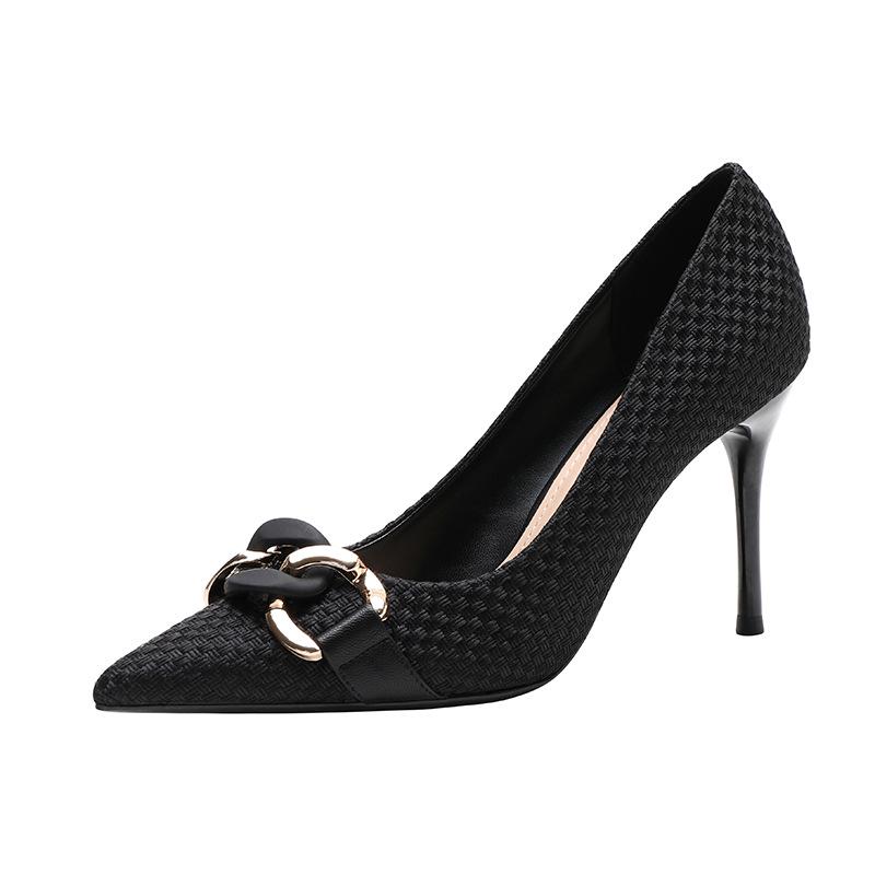 Black French Low-Cut Pointed Toe High Heels for Plus Size Women - Spring 2026 Fashion Stilettos 42