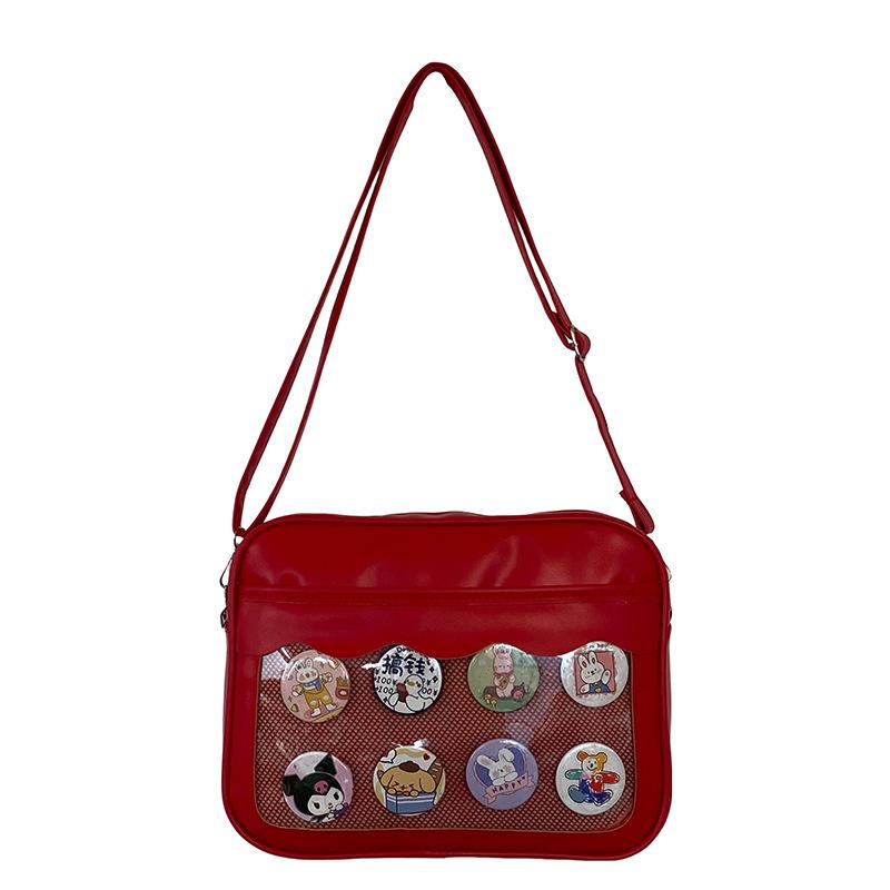 Japanese Harajuku Ita Bag for Women PU Transparent Pocket Itabag High School Girls Uniform JK Crossbody Shoulder Bag Handbags