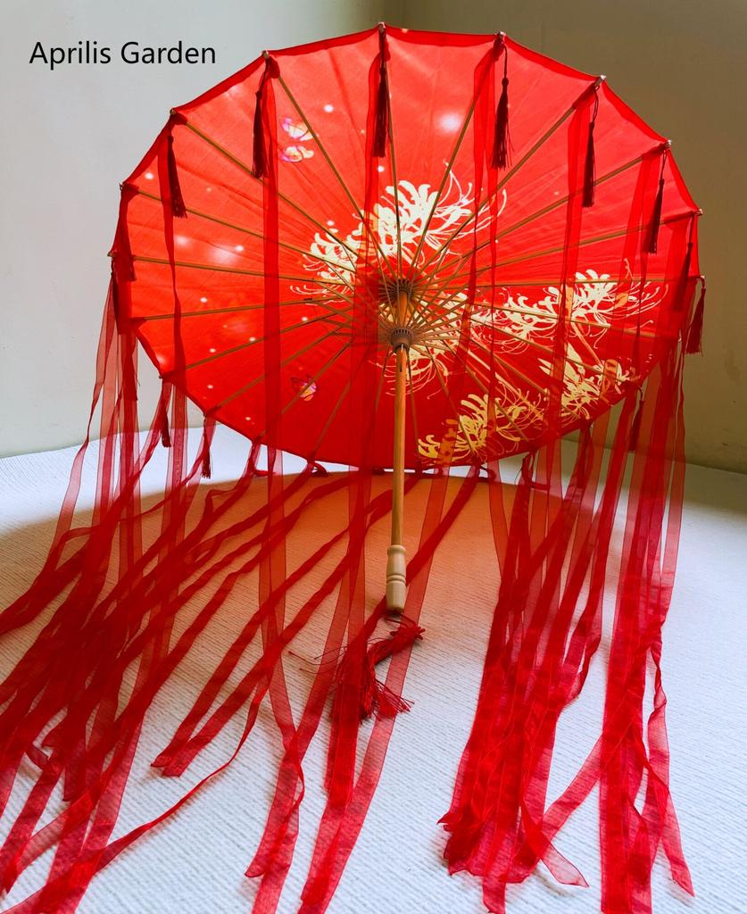 LED Chinese Japan Yarn Oiled Paper Silk Cloth Umbrella Costume Ancient Princess Umbrella Drama White Craft Umbrella Cosplay