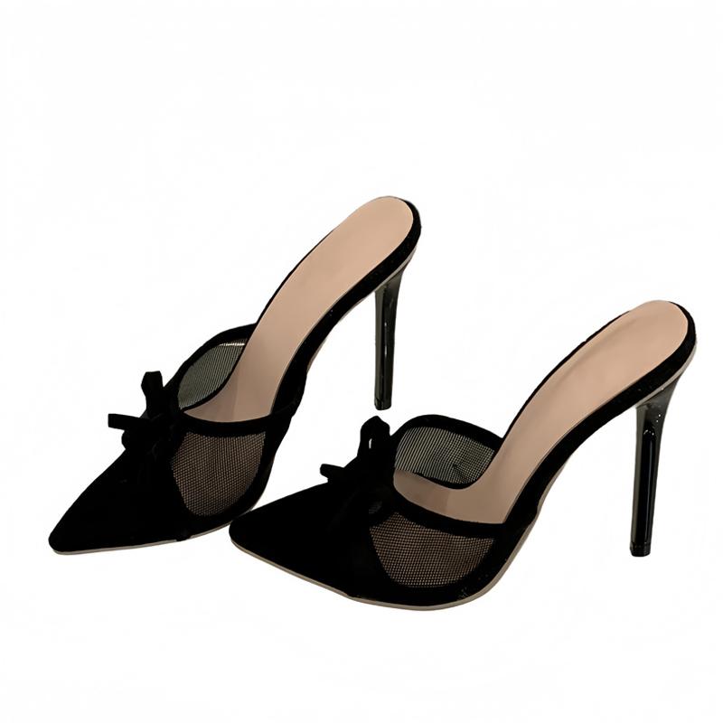 

Мода Liyke Уличная Мода Бант Сетка Женские Шлепанцы Сандалии Сексуальные Заостренный Открытый Носок Черные Высокие Каблуки Мюли Слайды Вечеринка Банкетная Обувь 35 чёрный