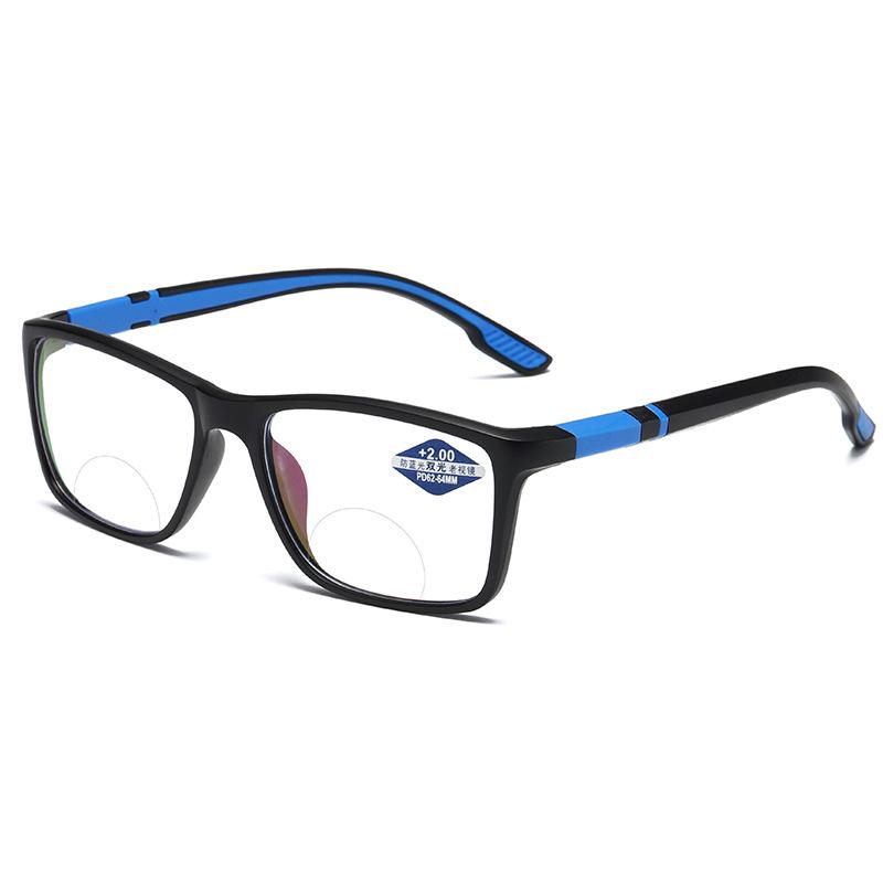 TR90 Sporty Bifocal Reading Glasses, Anti-Blue Light, Resin Coated, Large Frame for Men & Women