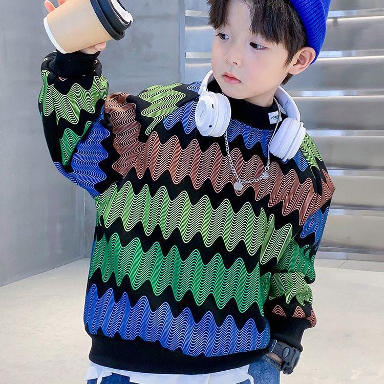 Sweat-shirt à manches longues à imprimé géométrique pour garçon 2023