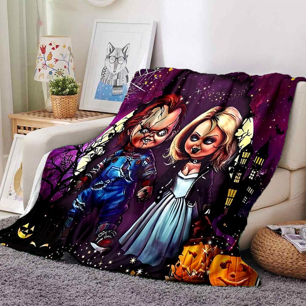 Chucky's Creepy Knife Play Flannel Blanket, Soft Polyester, Modern Design, All-Season for Camping, Travel, Gifts for holidays or birthdays