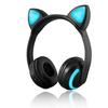 Cuffie stereo Bluetooth wireless con orecchie da gatto 7 colori di luce LED lampeggianti compatibili con smartphone e t
