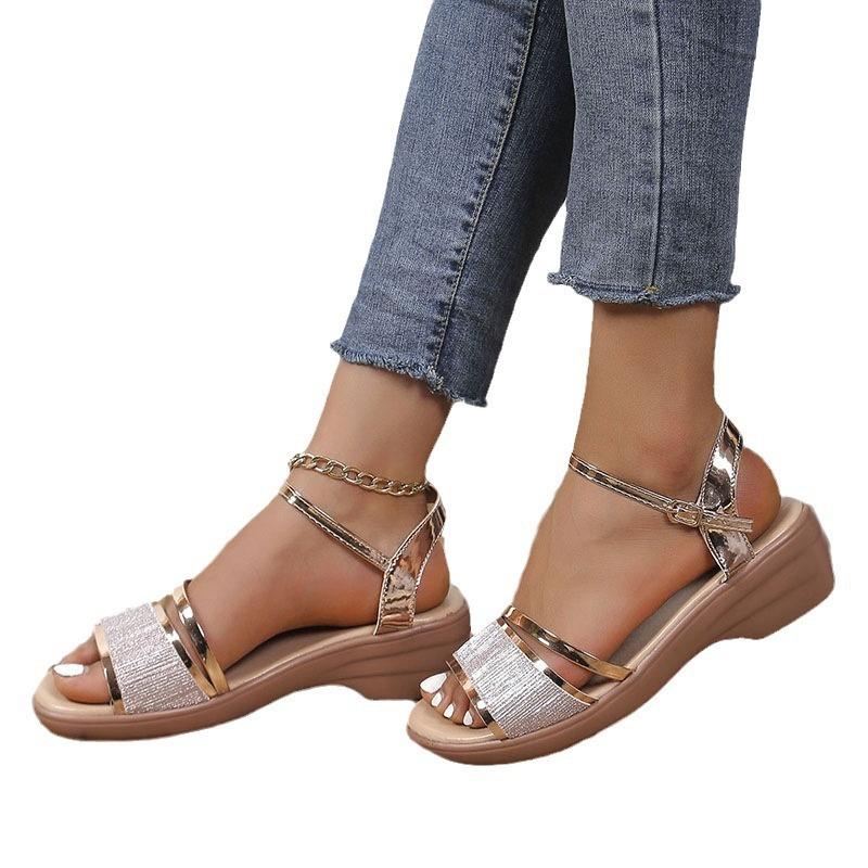 2025 European and American Summer New Large Size Fish Mouth Sandals Women's Shoes Slope Heel Independent Station Women's Sandals