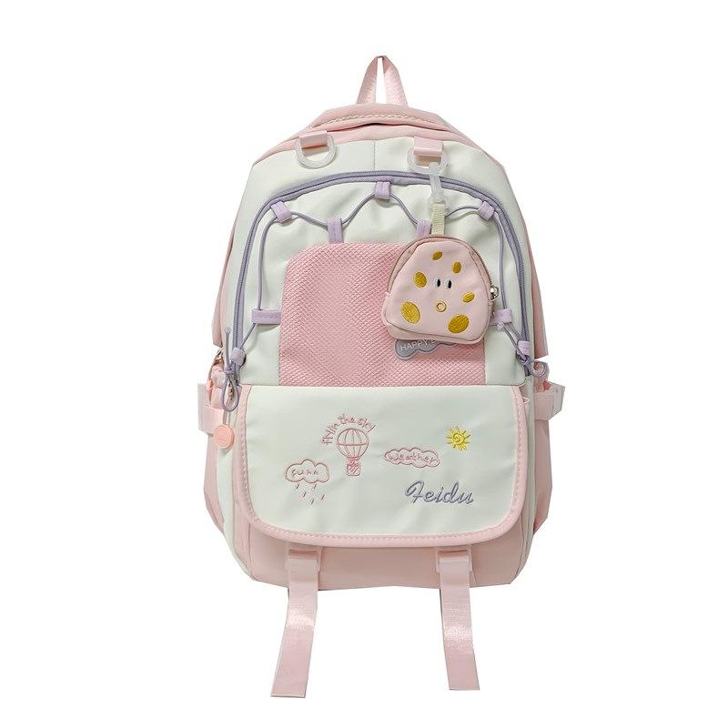 High-value schoolbag for female primary school students, contrasting colors, small and fresh, new backpack for high school students in grades 3 to 6