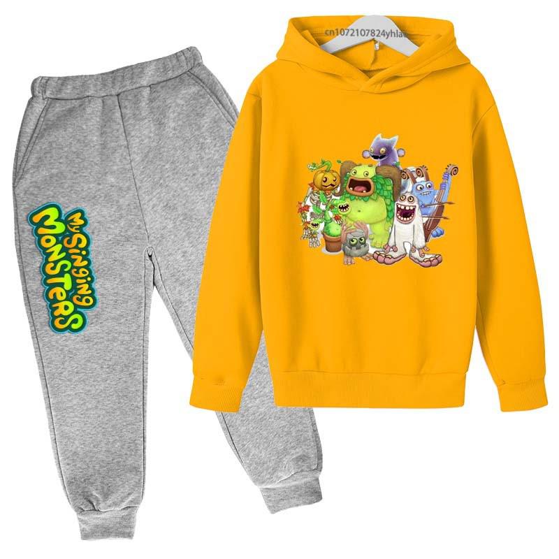 My Singing Monsters Bambini Primavera Autunno Carini 2pz Felpa Casual+Pantaloni Tute 3-14 Anni Ragazzi Ragazze Completi Vestiti Bambini