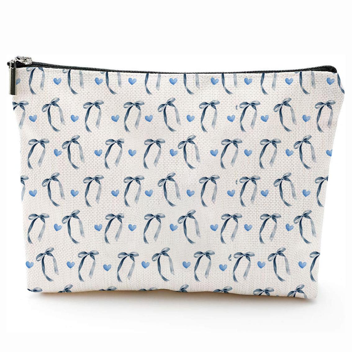 

Cute Bow Cosmetic Bag Women Quilted Makeup Organizer Bag Potable Toiletry Pouch Female Travel Storage Bag Large Capacity Clutch