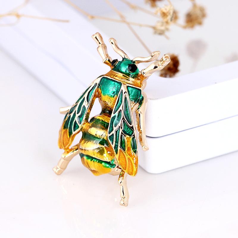 Vintage Bee Insect Brooches Colorful Enamel Rhinestone Animal Brooch Pin For Women Men  Statement Jewelry Accessories