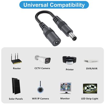 2/4/6/8/10pcs Flexible 22AWG DC5.5x2.1mm Power Extension Cable Male To Female Power Cord for LED Strips Cameras