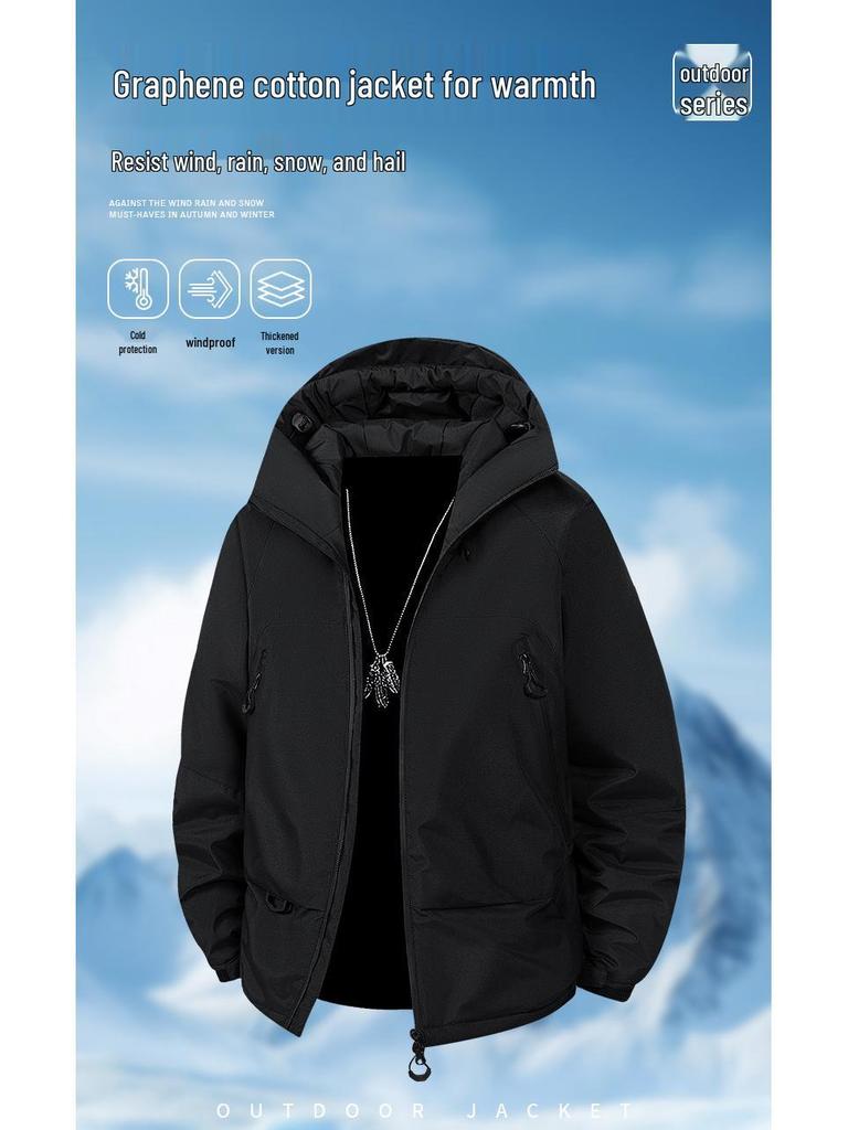 Wasserdichte Graphen-Kapuzen-Skijacke für Herren - Winterkollektion 2025
