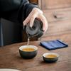 Keramik Teezeremonie Teekanne Set mit Aufbewahrungstasche Chinesisches Teekanne Set Kreative Reise Teekanne Büro