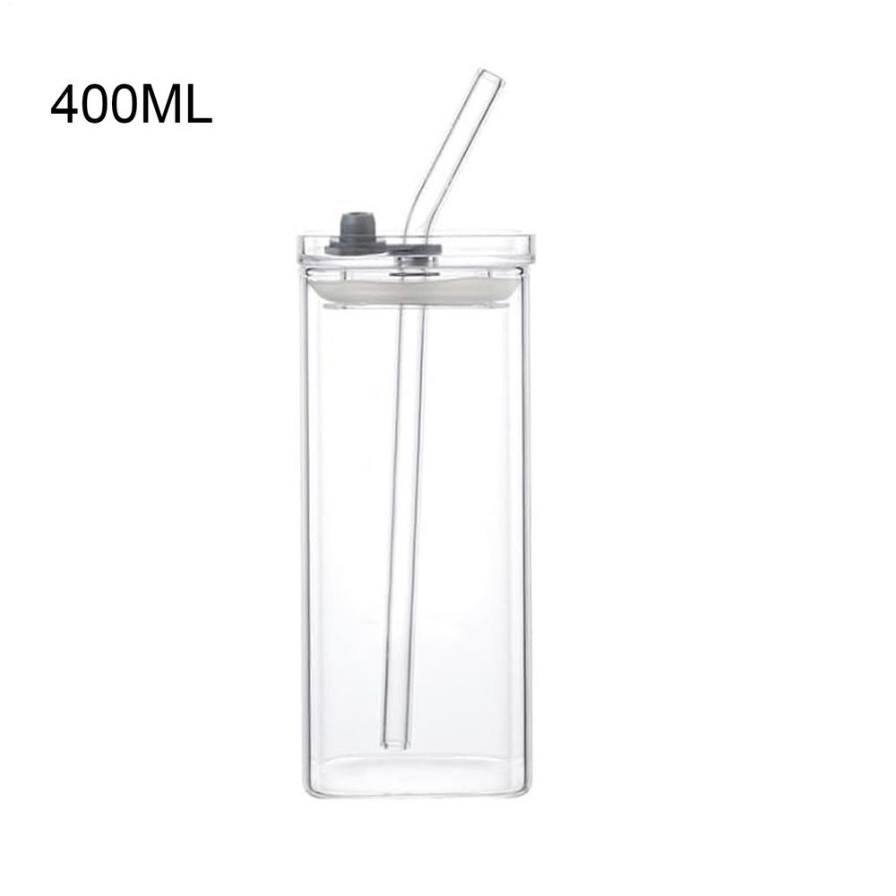 

Glass Cups Square Bar Mug Glassware Cocktail Glasses With Straws For Water Coffee Juice Beer Wine Bar Kitchen Party Restaurant A