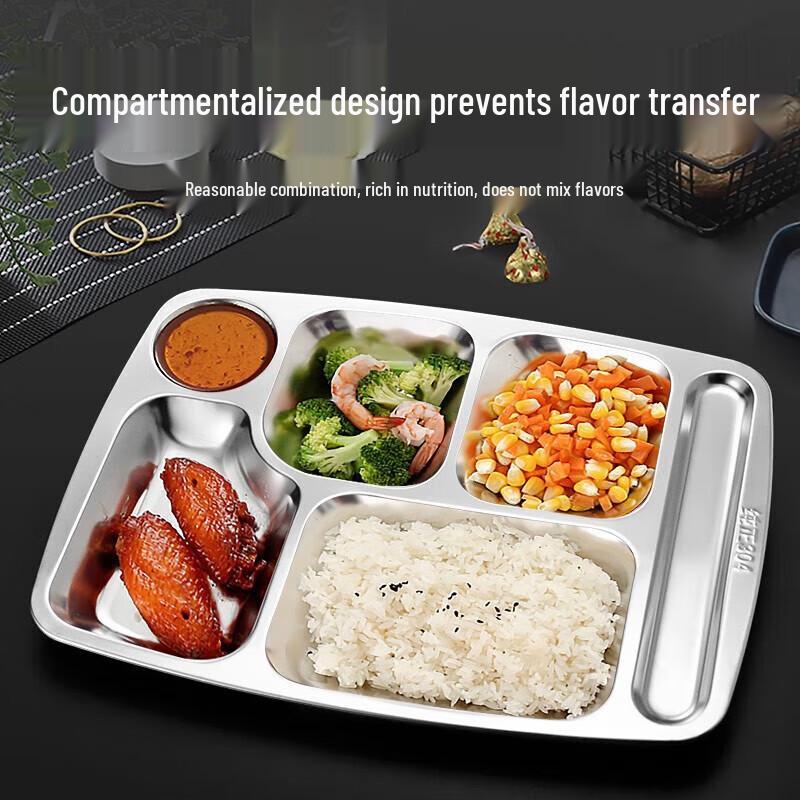 Stainless Steel Partitioned Meal Tray Set