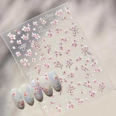 Nail Art Cherry Blossom Emboss Sticker Perfect for Spring