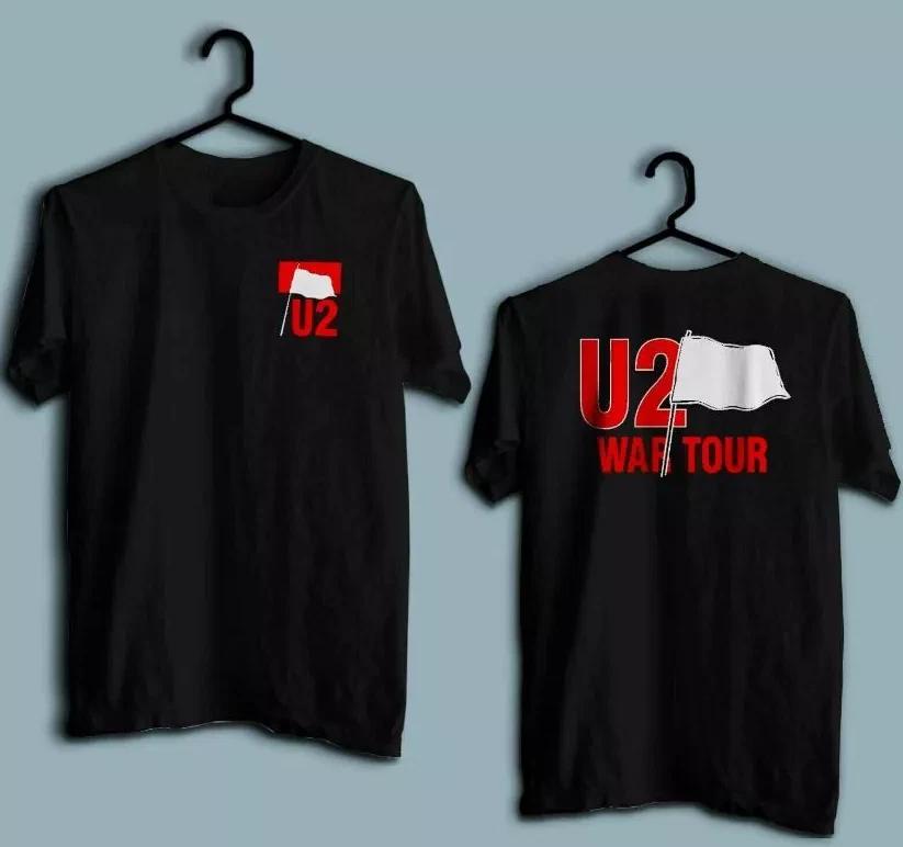 Унисекс черная футболка музыкальной группы U2 War Tour S