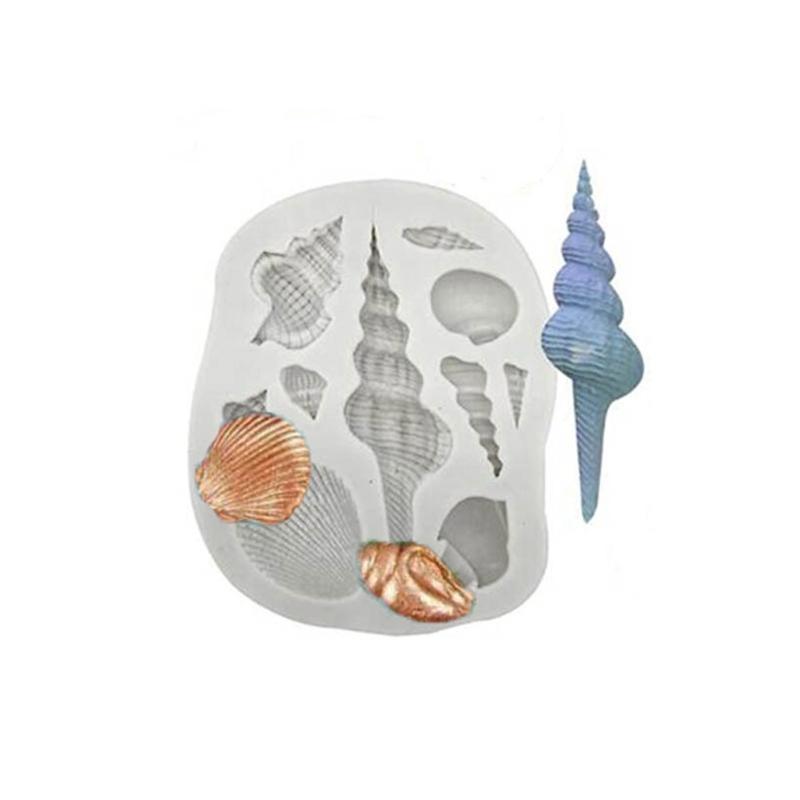 4Pcs Marine Theme Cake Fondant Silicone Mold Conch Seashell Baking Mold