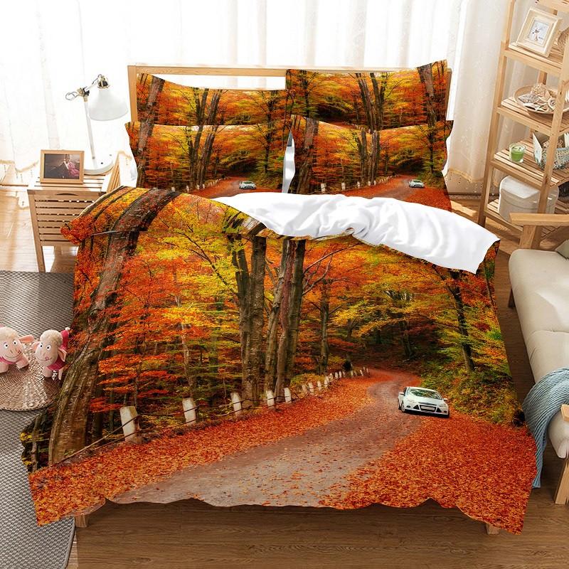Tree Duvet Cover Set Snow Winter Style Beautiful Landscape 3D Print Polyester Comforter Cover King Queen Full Size For Kid Boy