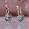 PATAYA Rose Gold Color Inlaid Blue Color Round Artificial Zircon Earring Ring Combination Sets