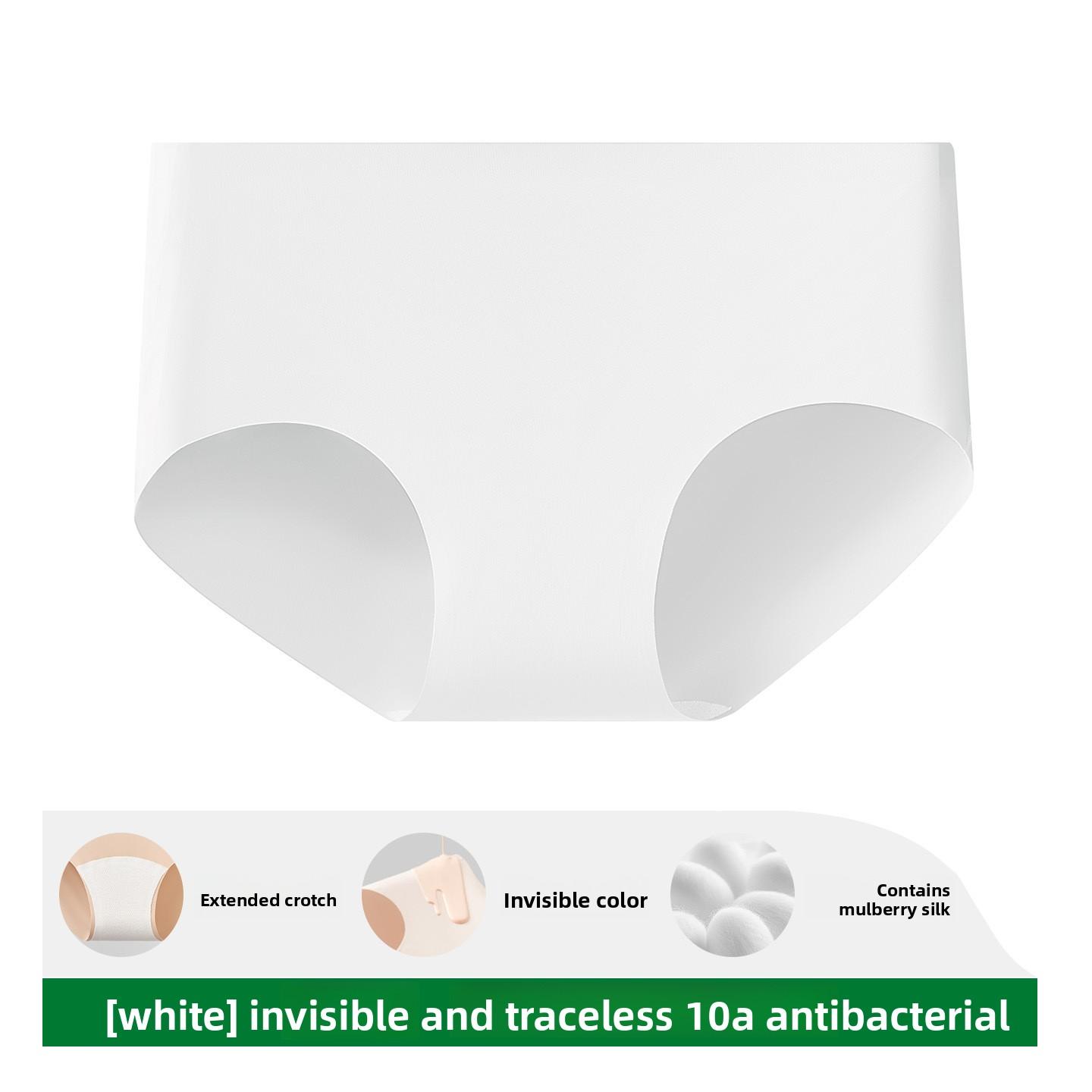 

Female Summer Bacteriostatic Lengthen Crotch Without Trace Invisible Not Clip Hip Waist Triangle Briefs XL білий