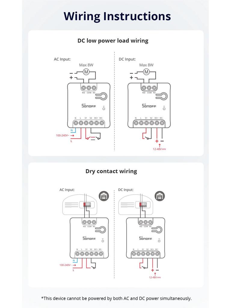 SONOFF MINI-D WiFi Smart Switch with AC/DC Power Support and Matter Dry Contact Relay.