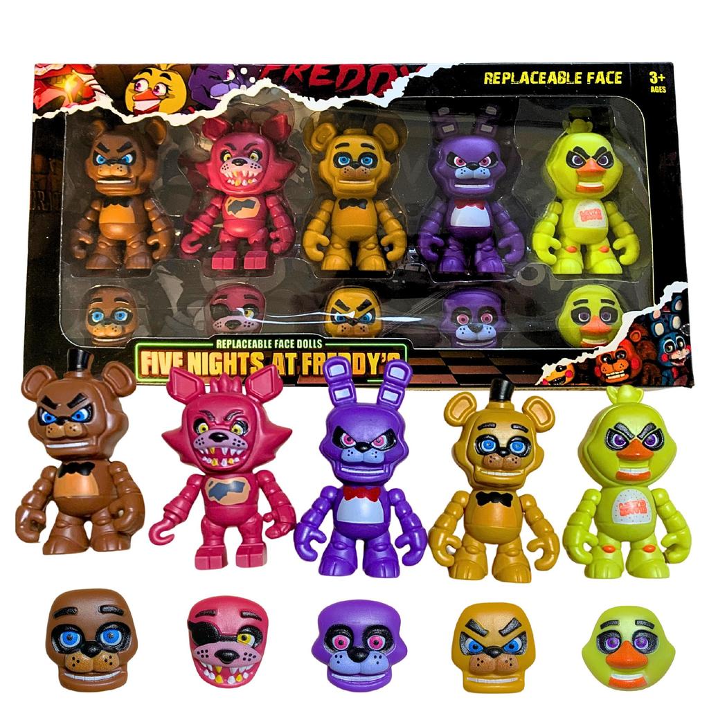 Fnaf Figures Set Of 5 Five Nights At Freedy's Figures Interchangeable Faces