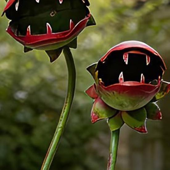 Whimsical Metal Carnivorous Plant Garden Stake 25 Inch Large Venus Flytrap Plant Sculpture Outdoor Decorative Yard Art for Lawn Garden Patio Decor