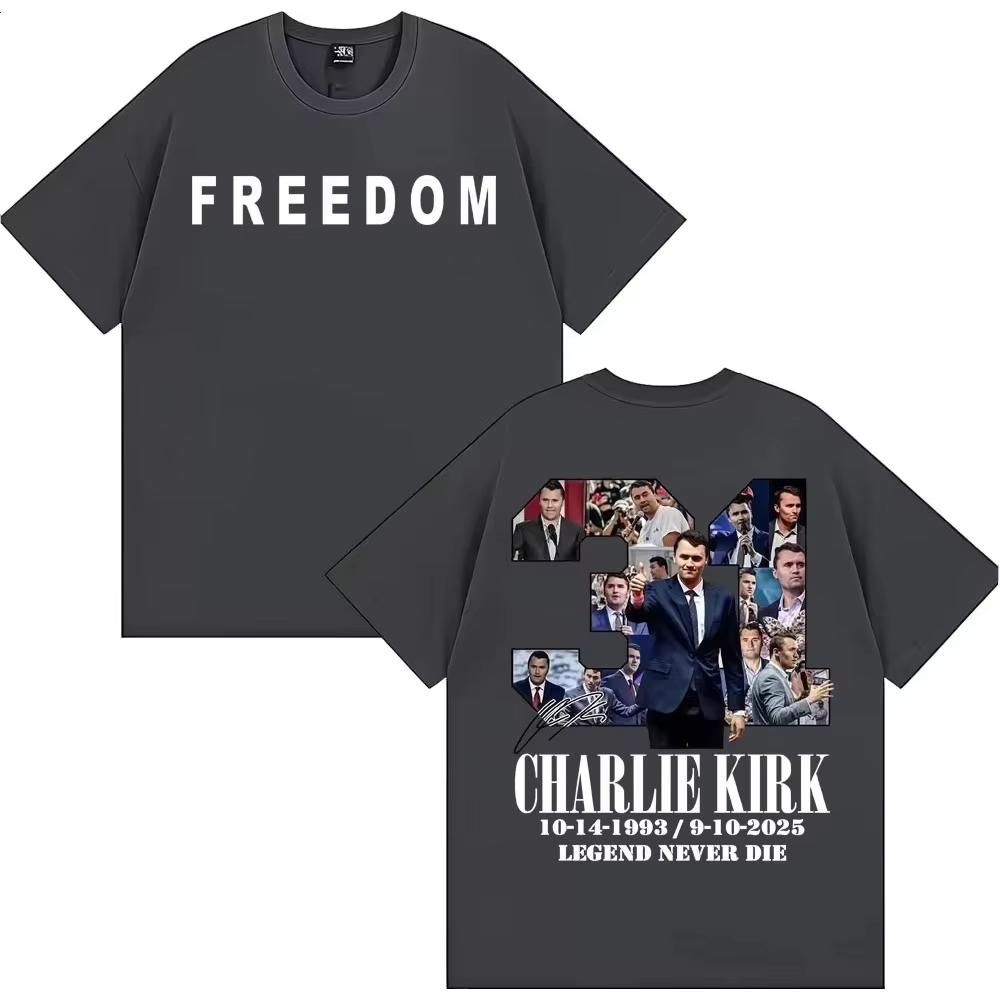 Justice for Charlie Kirk Legend Never Dies T Shirt Freedom Speech Protest T Shirt Unisex Fashion Summer Casual High Quality Top